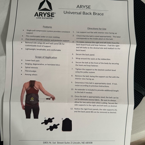 Aryse Live Elevated Universal Back Brace Lumbar Back Support Adjustable Fits All - Picture 3 of 14